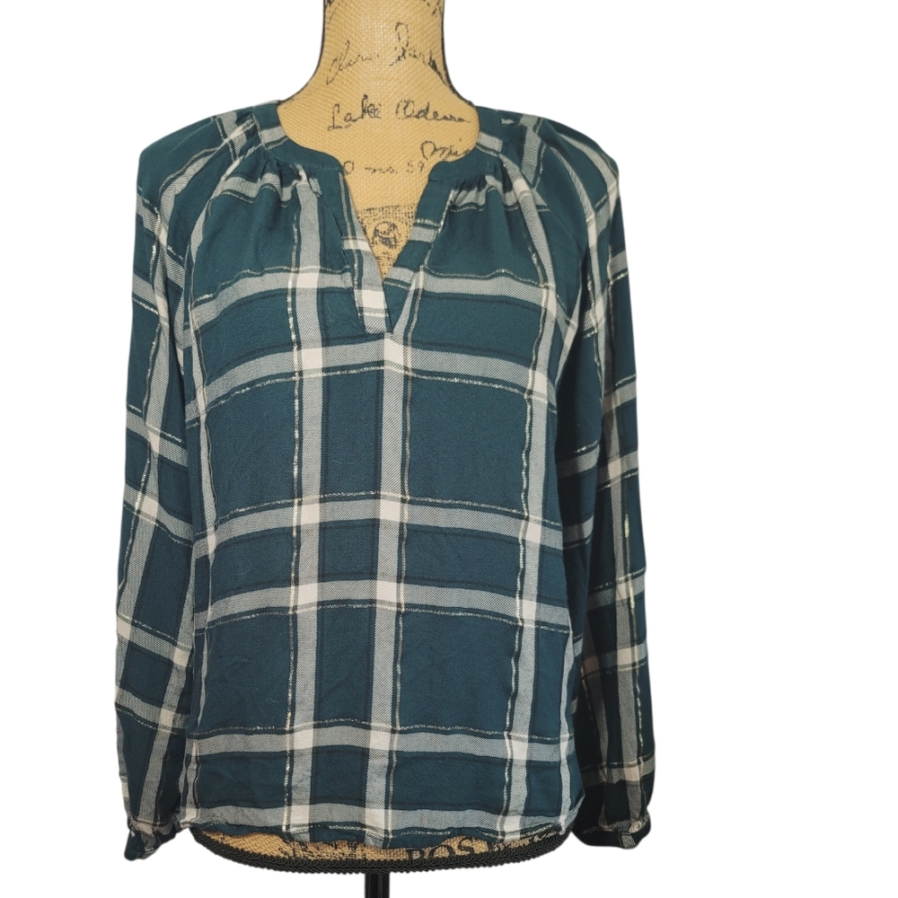 LOFT Outlet Plaid Top Small